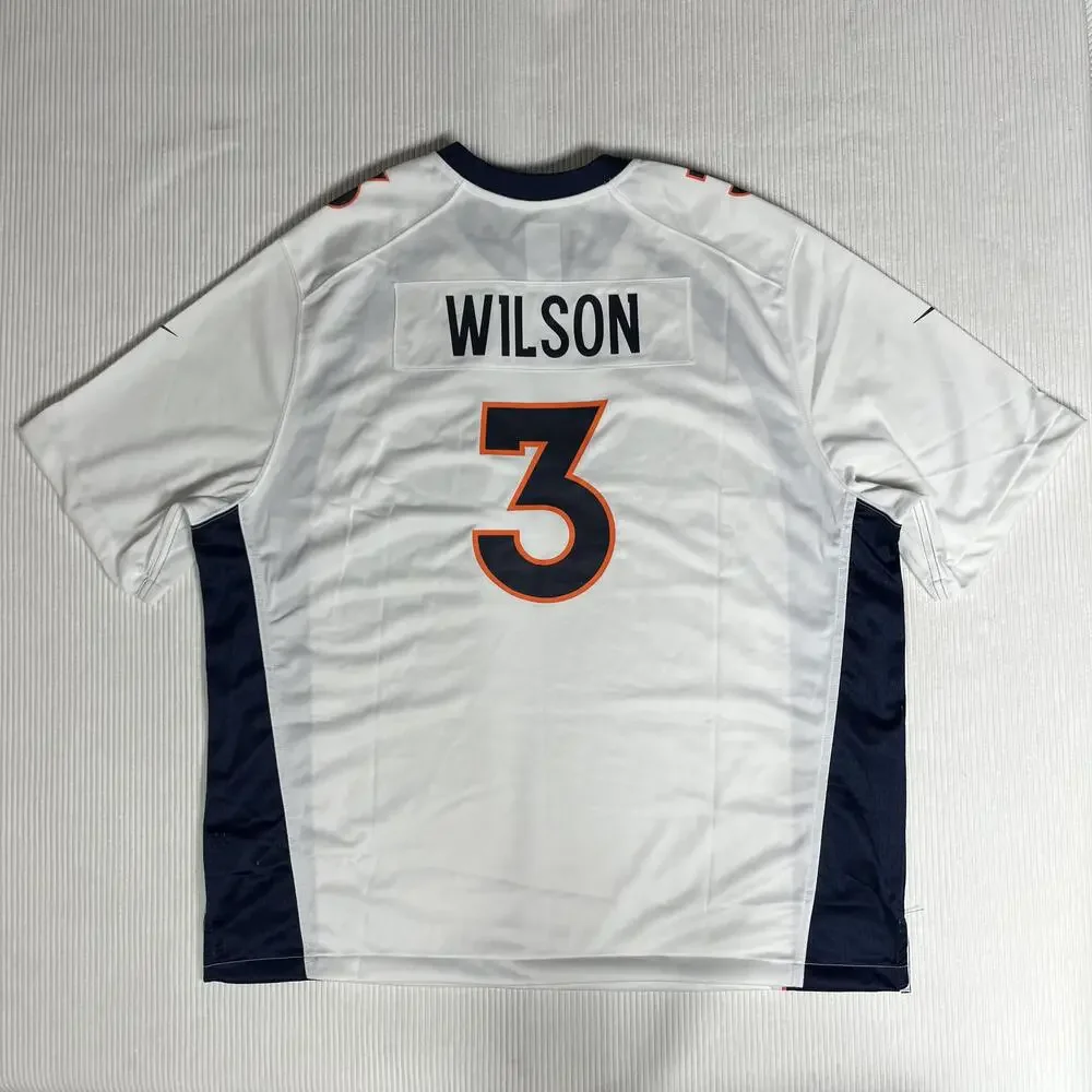 Denver Broncos Jersey Mens 3XL White NFL Football Russell Wilson 3 Nike On Field